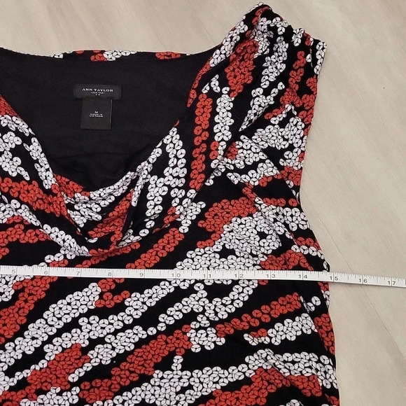 🛍Ann Taylor Red White Black Cowl Neck Tank Blouse Womens Size Medium‎ - Picture 5 of 6
